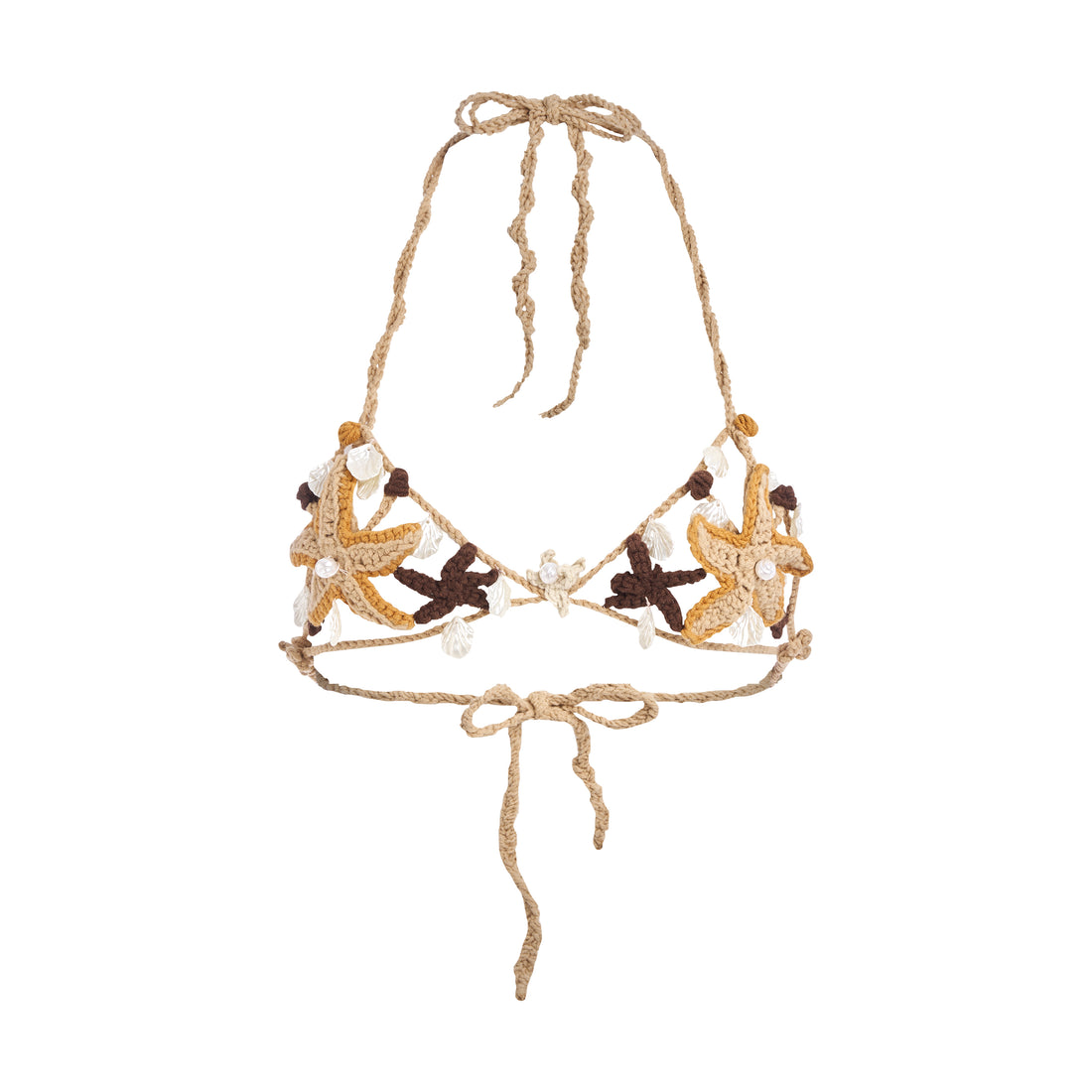 Crystals Embroidered Starfish Crochet Brallette