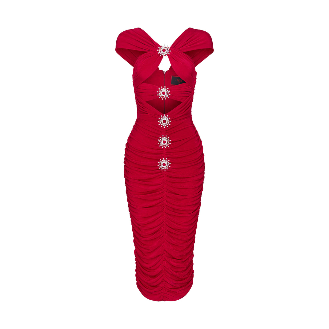 CUT-OUT RED DRESS WITH CHARM