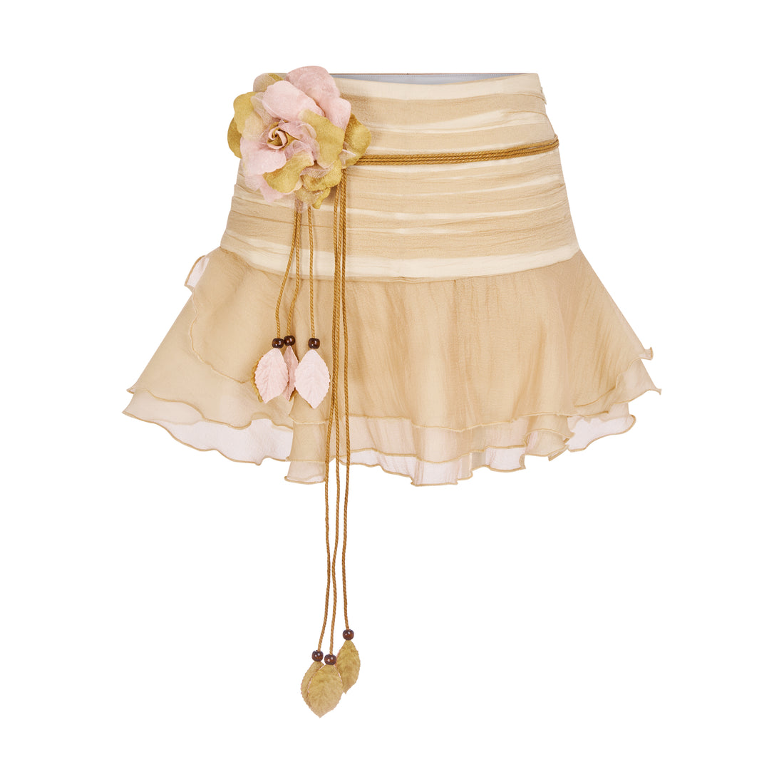 Puffball Mini Skirt in Beige