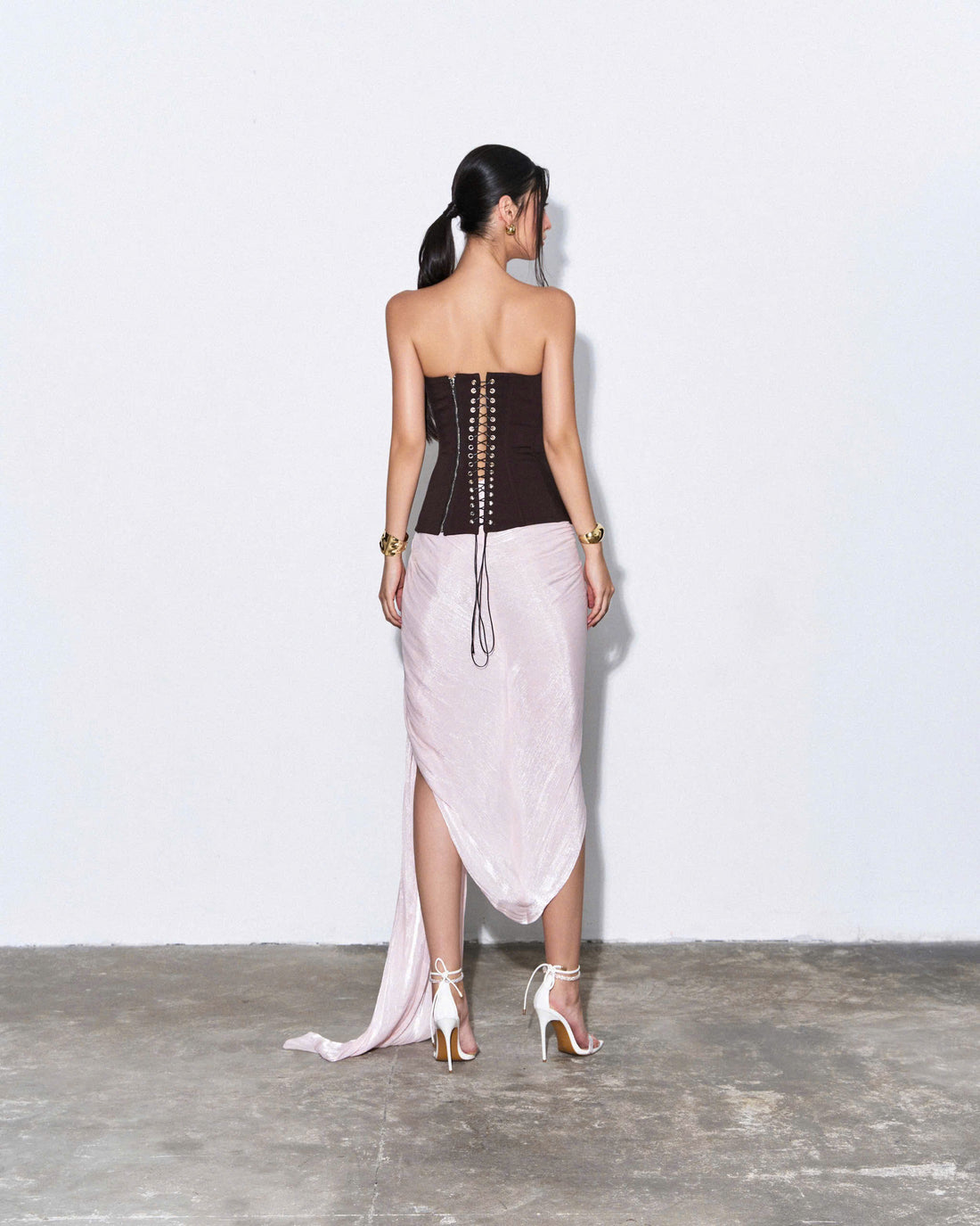 Blush Side Fringe Mesh Skirt