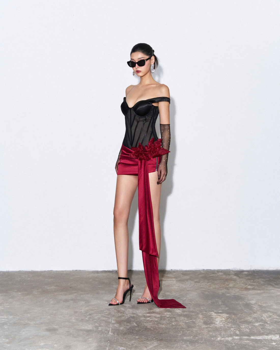 Off-shoulder Black Bustier Bodysuit