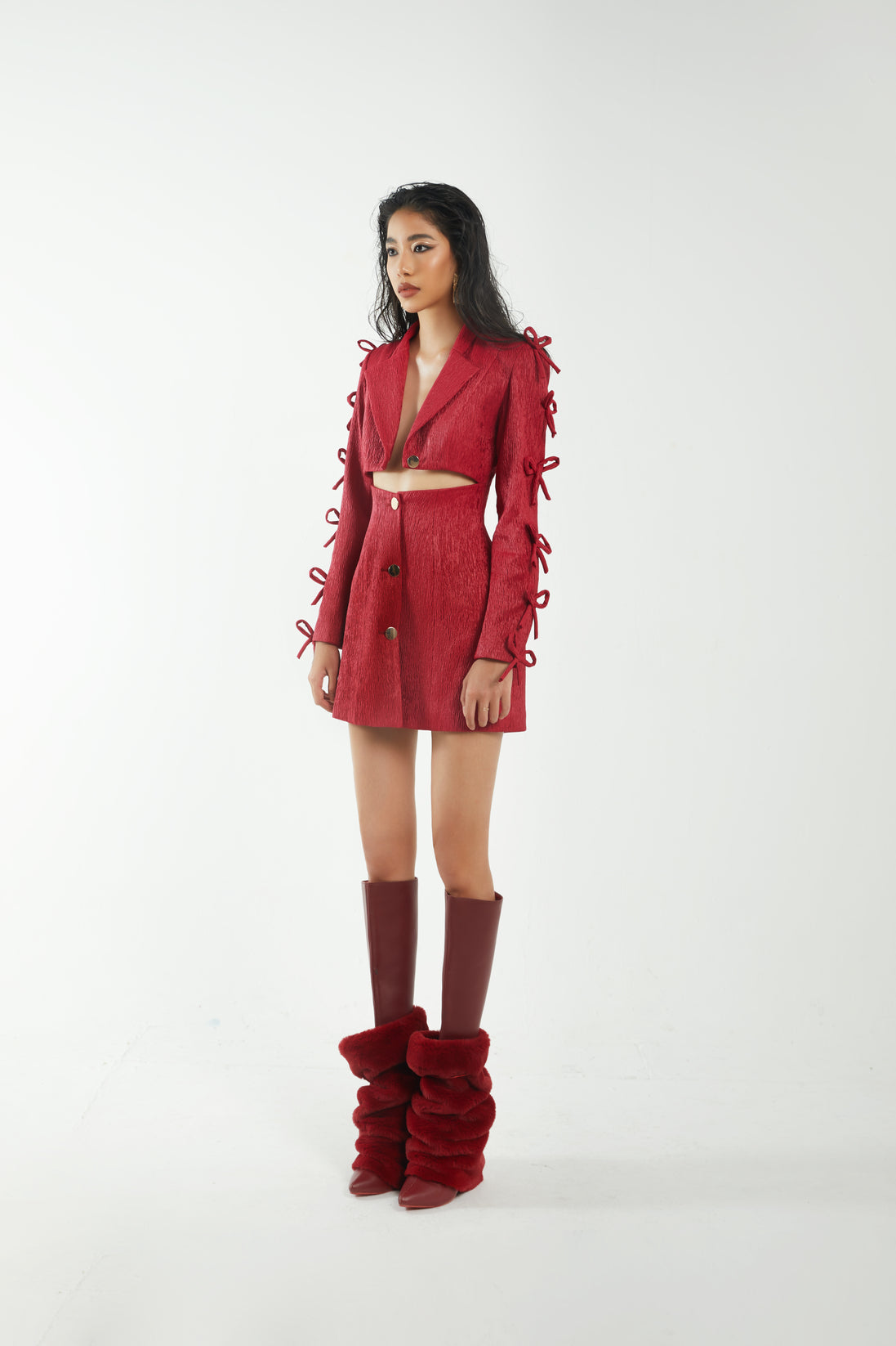 Pink Cutout Wool Mini Dress