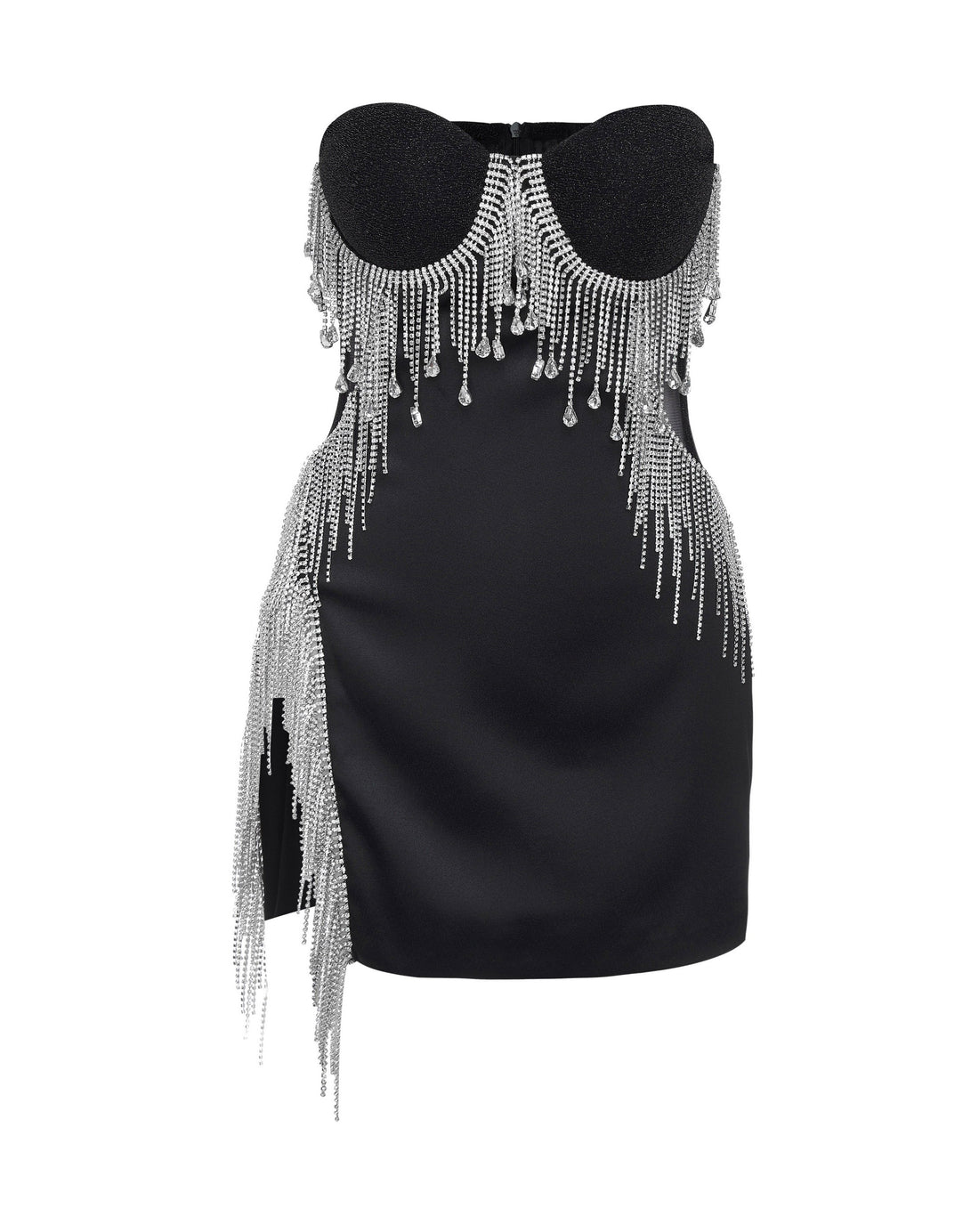 Black Rhinestone Tassel Minidress