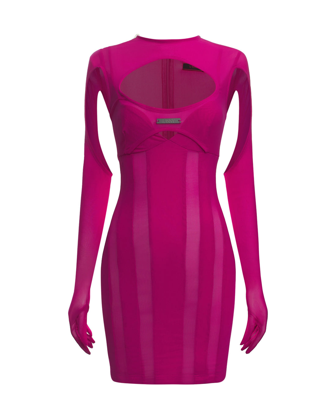 Pink Cutout Mesh Mini Dress