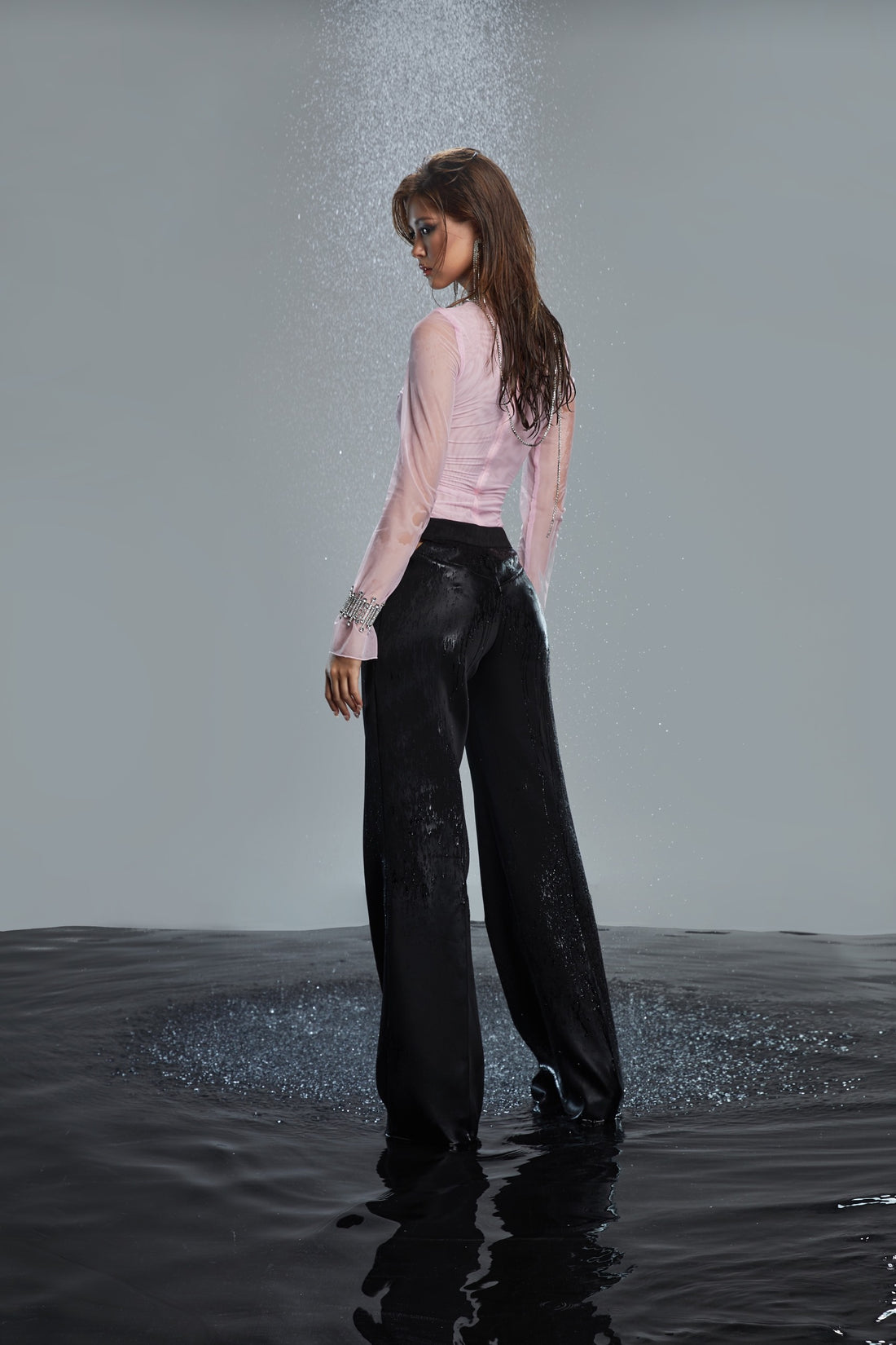 Black High Cut-Out Trousers