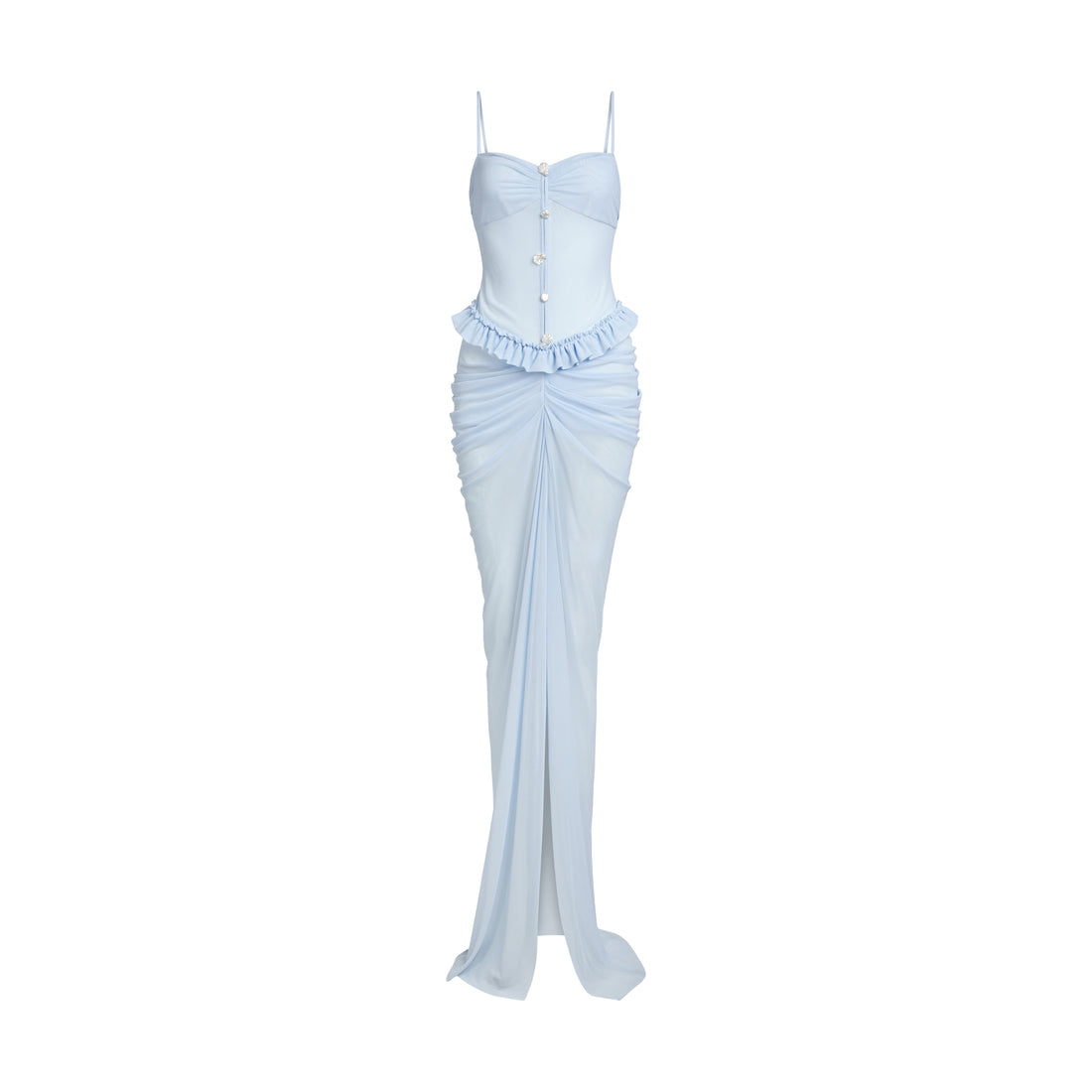 Mesh Camisole Ruched Midi Gown