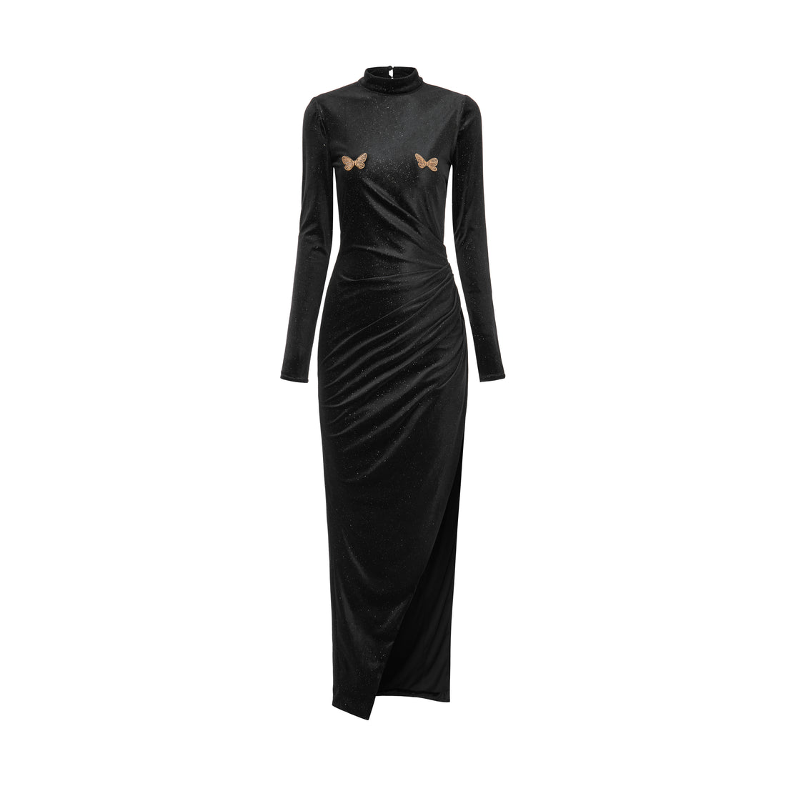 Black High Slit Velvet Maxi Dress