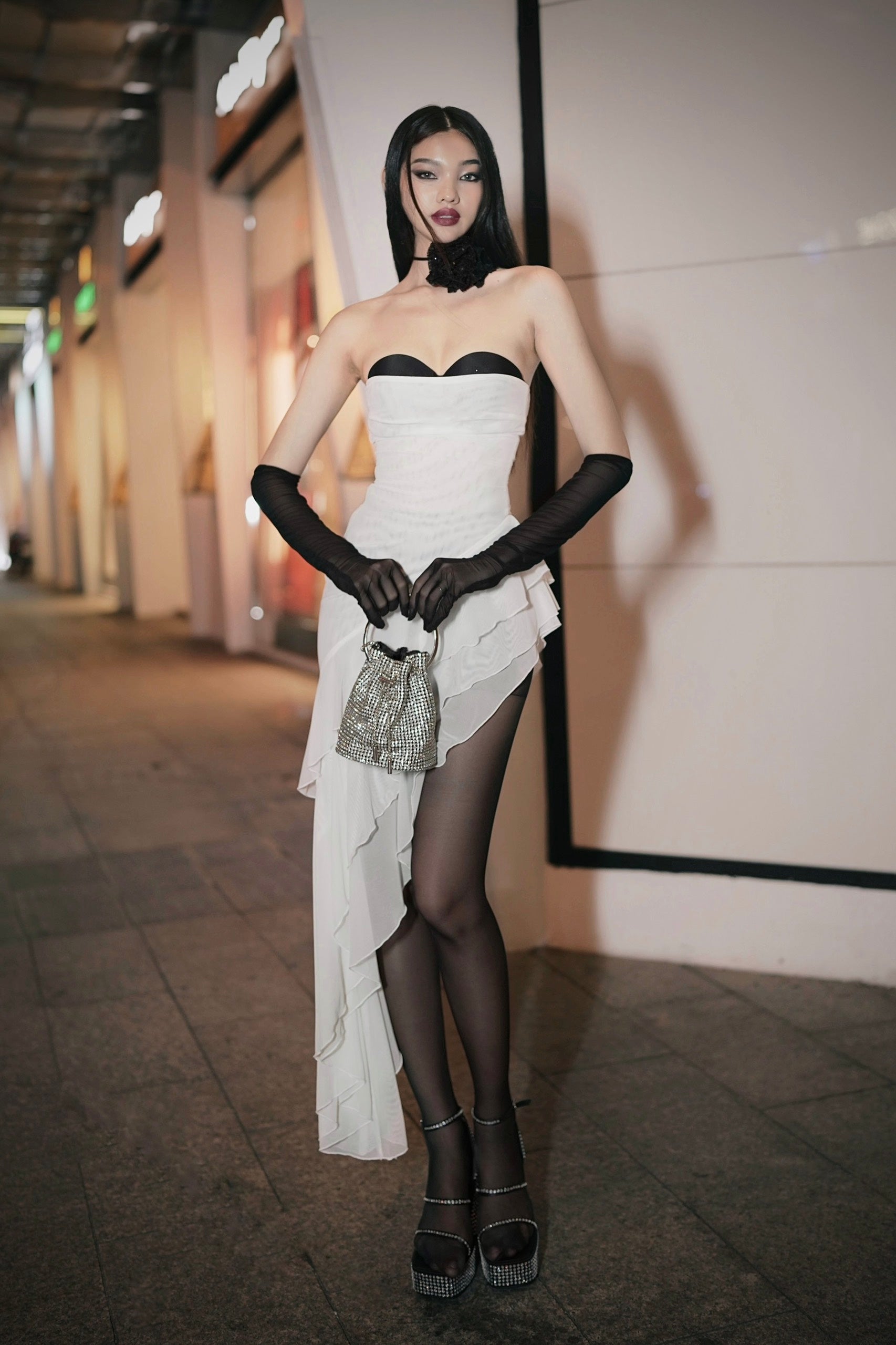 Black White Wedding Dresses and Tights