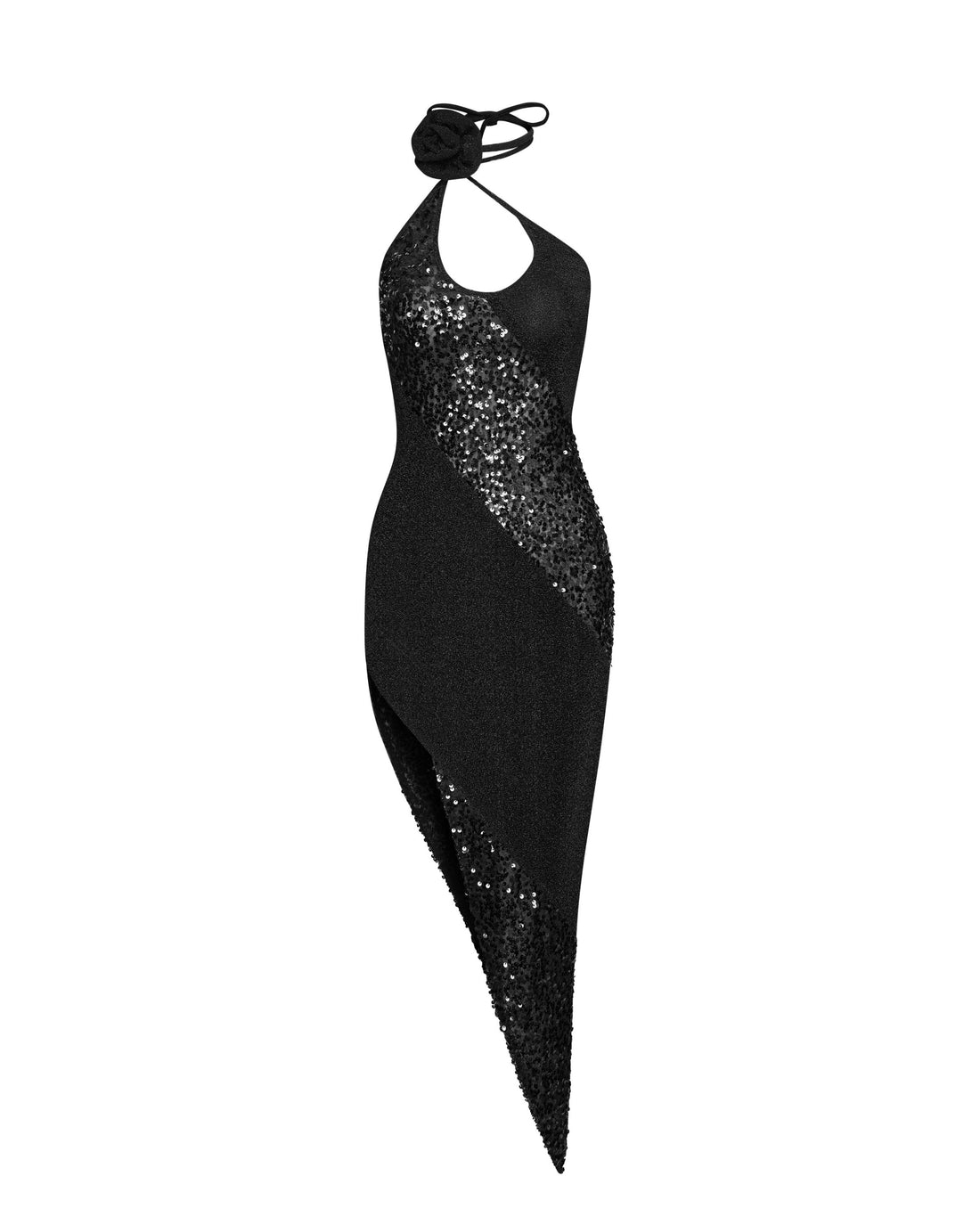Black Rose Sequin Cut-Out Dress