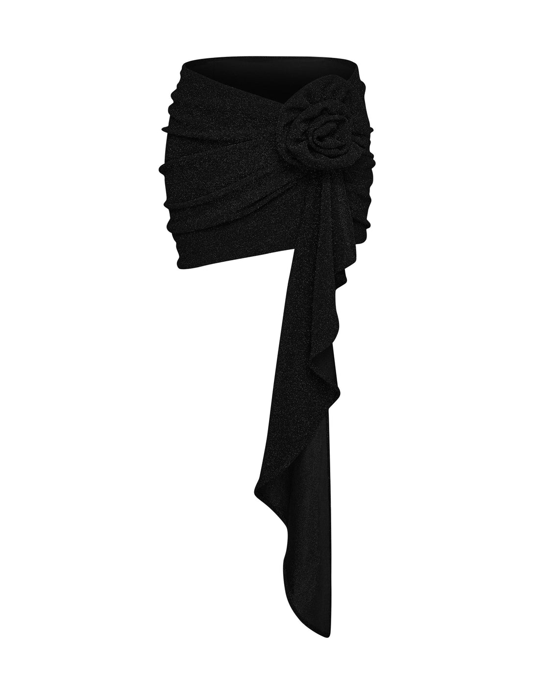 Black Rose Trim Lurex Mini Skirt