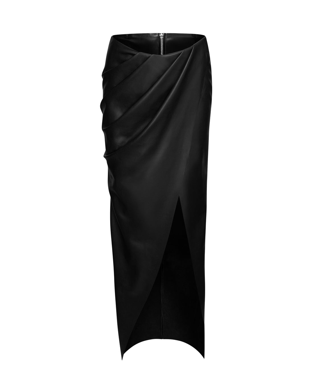 Black High Split Leather Skirt