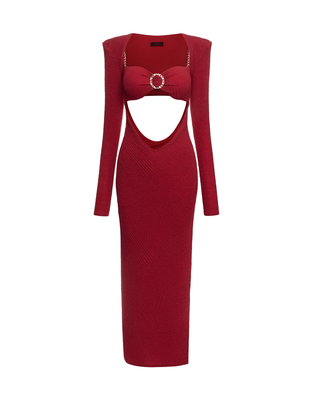 Red High Split Jersey Maxi Dress With Coat